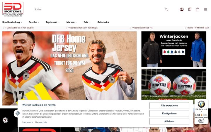 Screenshot di teamsport-sale.de
