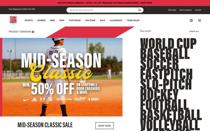 Screenshot of teamtownsports.com