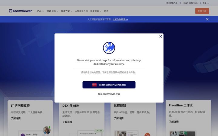 Screenshot of teamviewer.cn