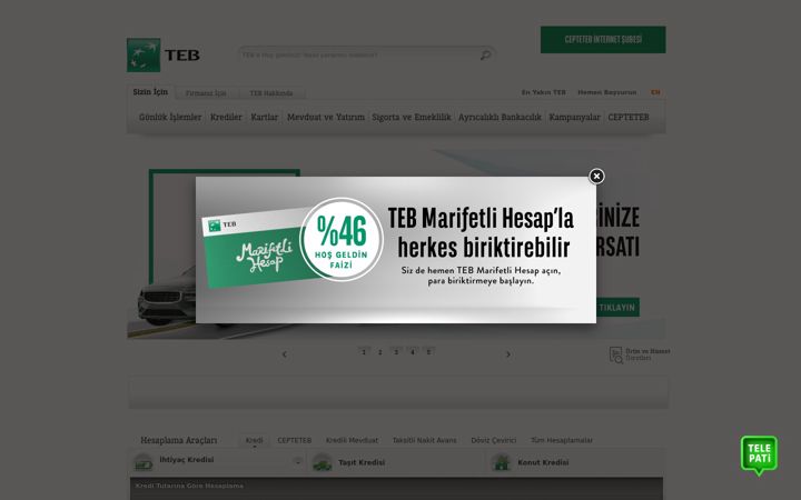 Screenshot ta' teb.com.tr