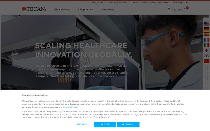 Screenshot of tecan.com