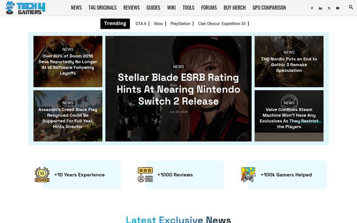 Screenshot of tech4gamers.com