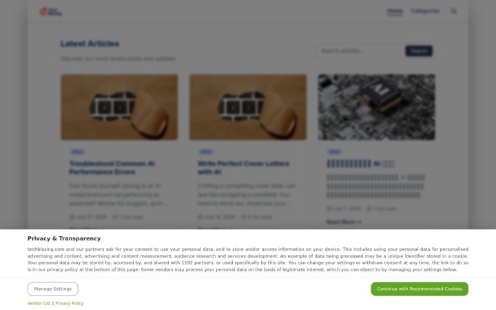 Snímek obrazovky techblazing.com