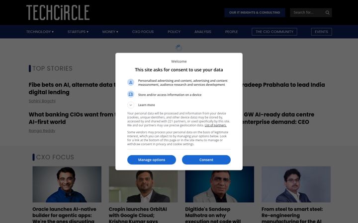 Screenshot of techcircle.in