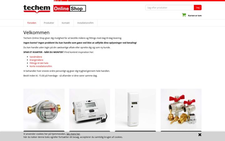 Screenshot of techem-onlineshop.dk