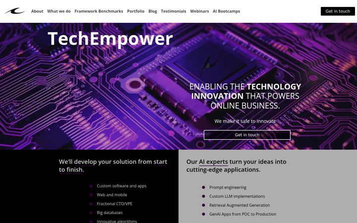 Captură de ecran a techempower.com