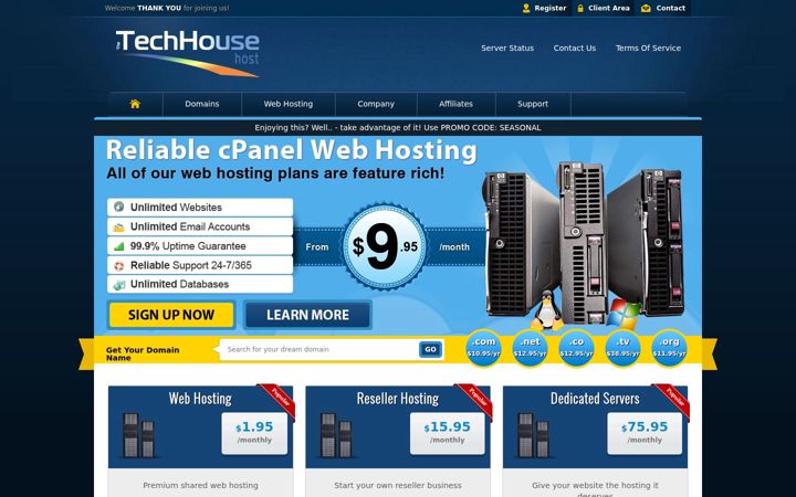 Screenshot of techhousehost.com