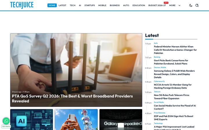 Screenshot of techjuice.pk
