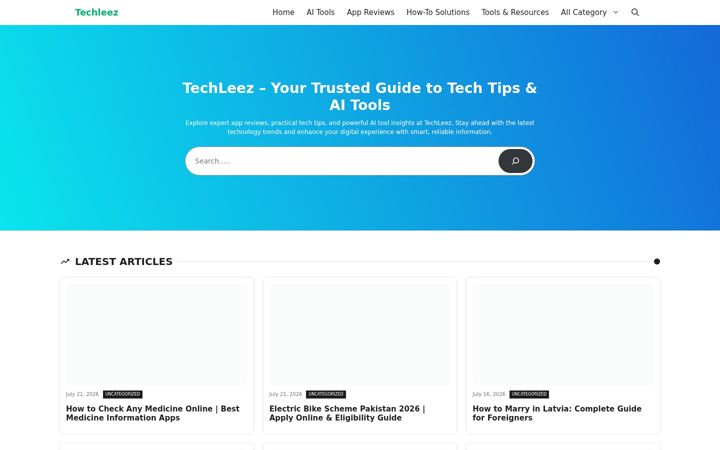 Screenshot of techleez.com