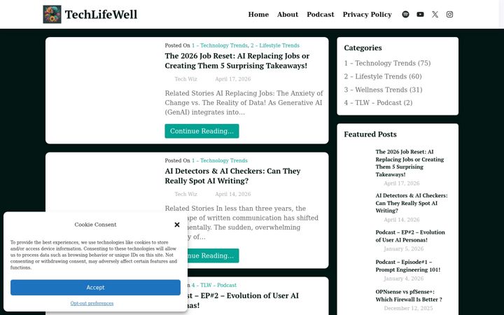 Screenshot of techlifewell.com