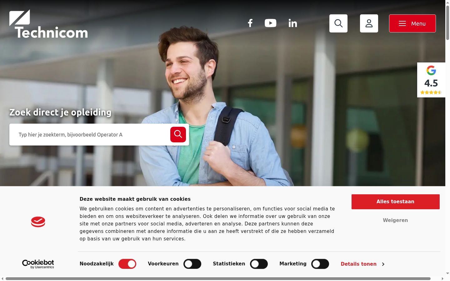 Screenshot del banner di consenso mostrato prima di qualsiasi interazione