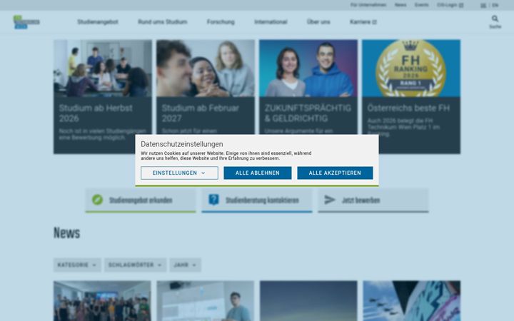 Screenshot of technikum-wien.at