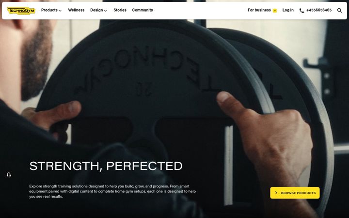 Snímek obrazovky technogym.com
