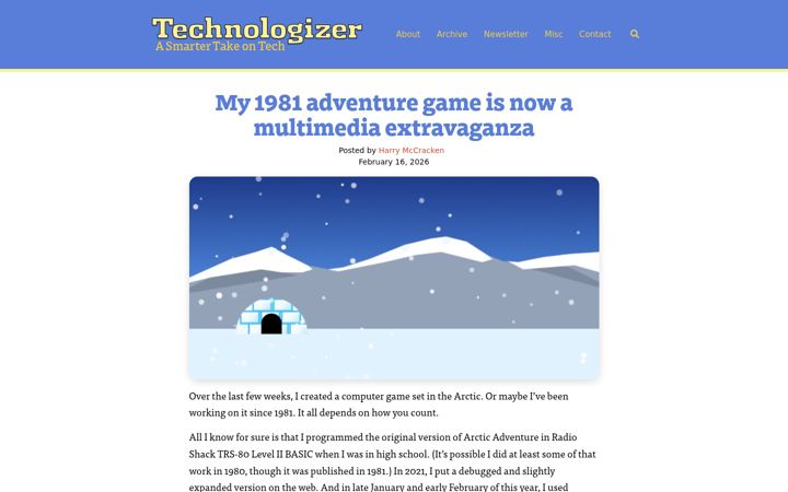 Snímek obrazovky technologizer.com