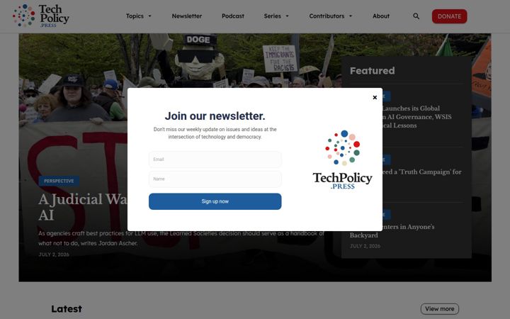 Screenshot of techpolicy.press