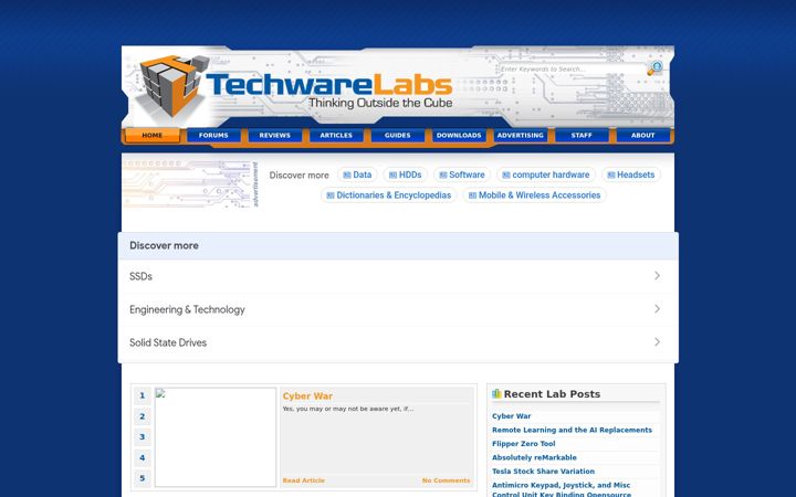 Skjermbilde av techwarelabs.com