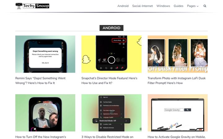 Screenshot of techysnoop.com