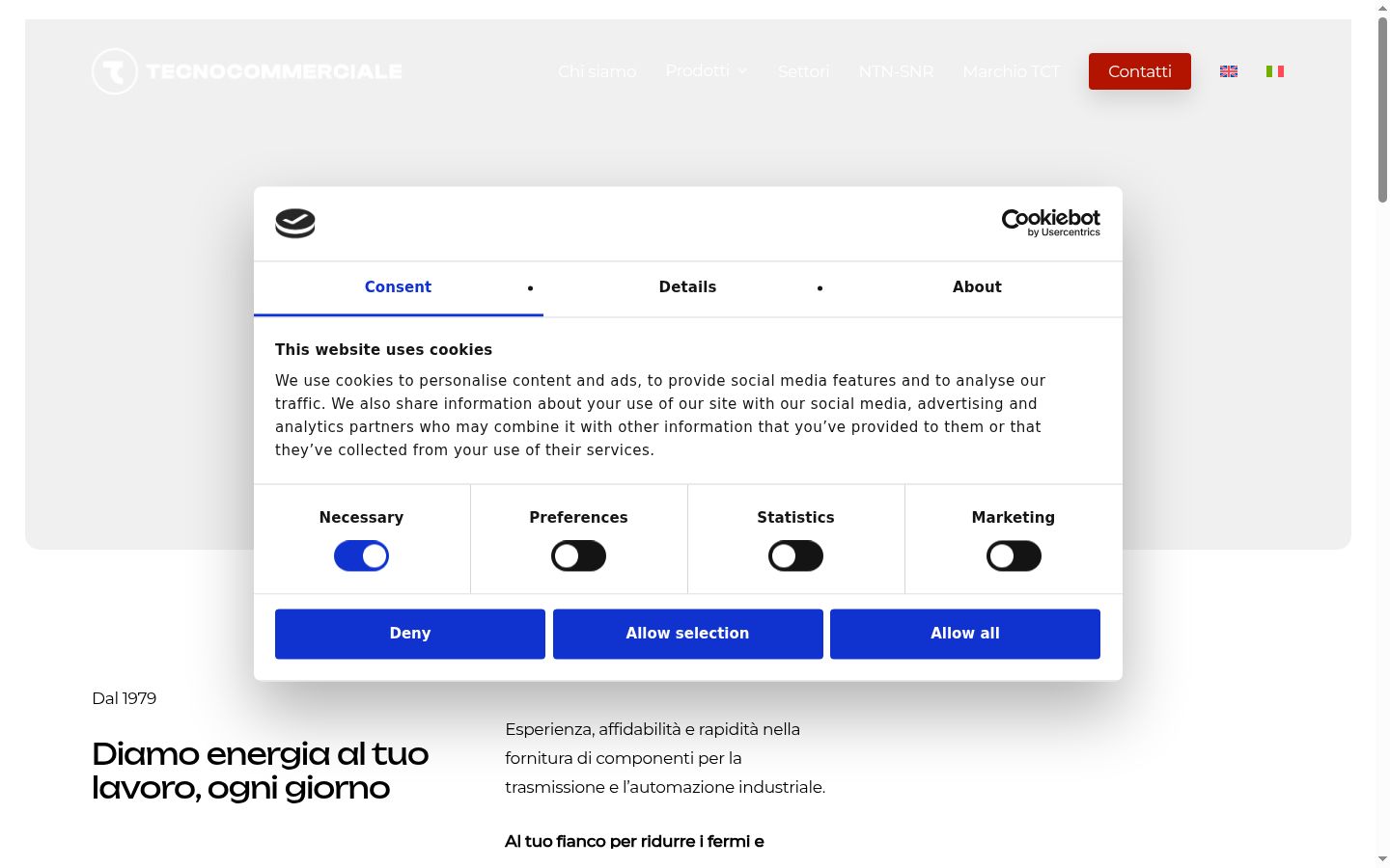 Screenshot of the consent banner shown before any interaction