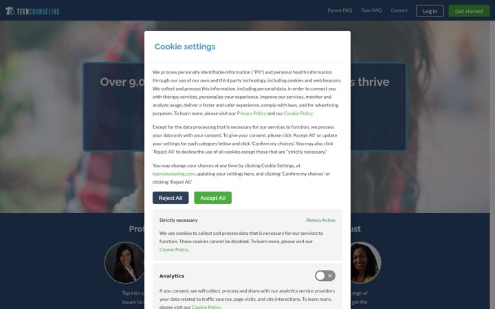 Screenshot of teencounseling.com