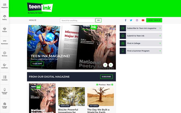 Screenshot of teenink.com