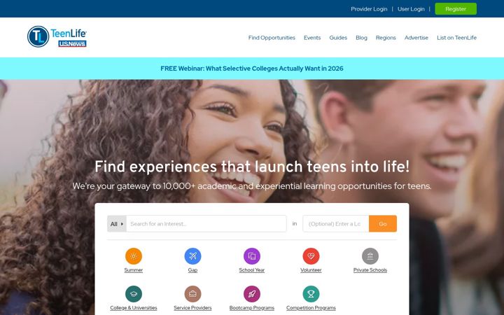 Screenshot of teenlife.com