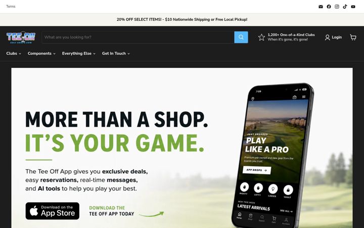 Screenshot di teeoffgolfshops.com