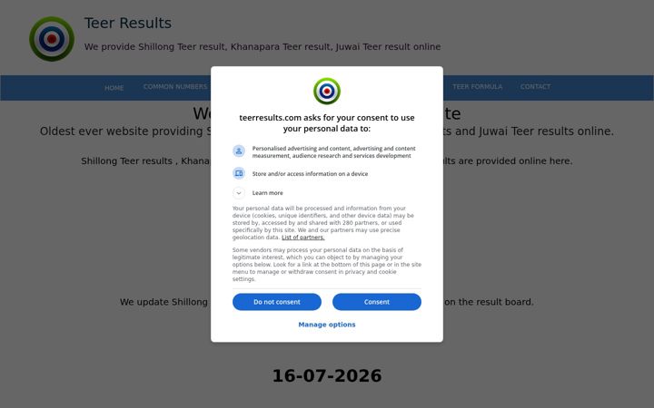 Képernyőkép: teerresults.com
