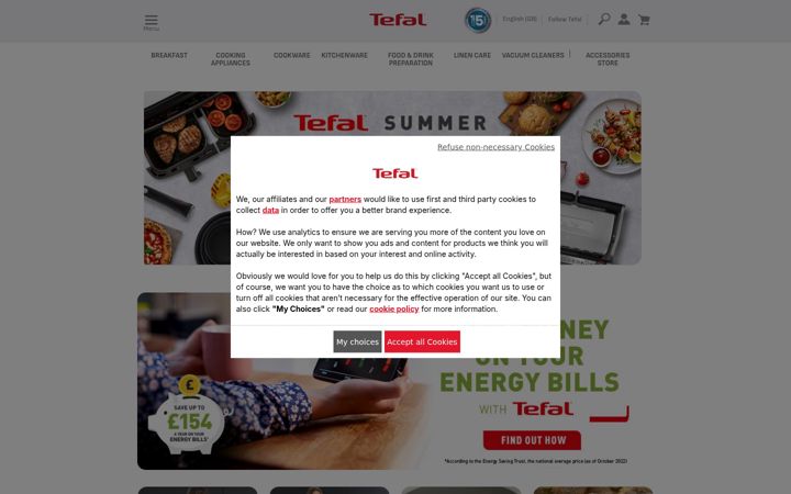 Screenshot of tefal.co.uk
