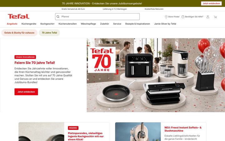 Screenshot of tefal.de