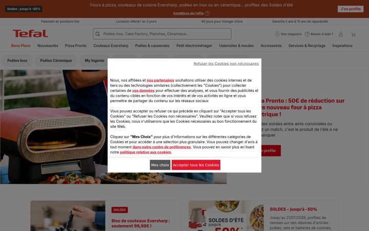 Screenshot of tefal.fr
