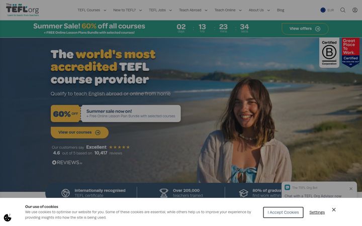 Screenshot of tefl.org