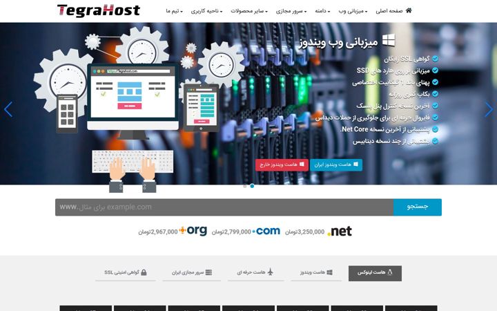 Screenshot of tegrahost.com