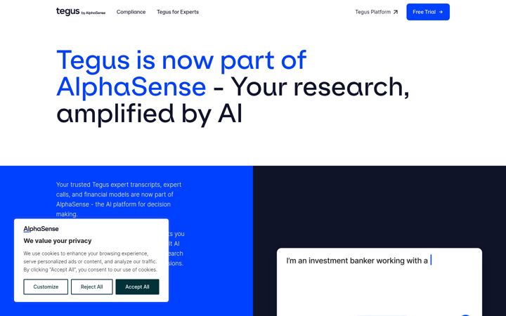 Screenshot of tegus.com