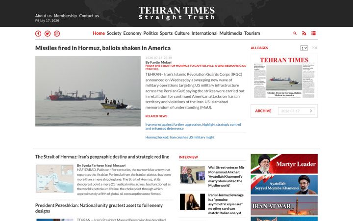 Ekrano kopija tehrantimes.com
