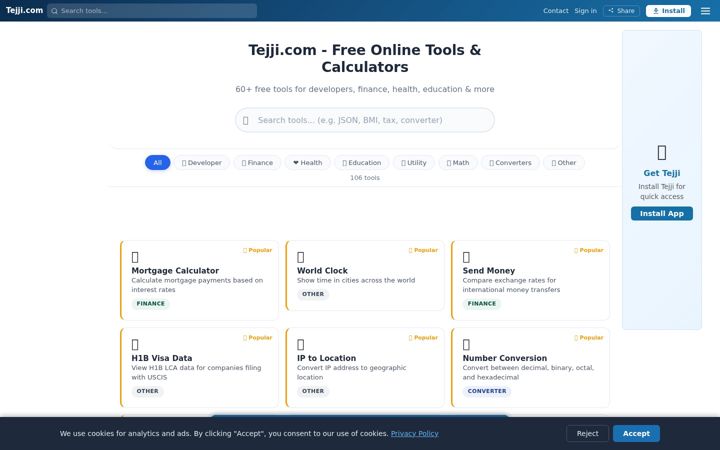 Screenshot of tejji.com