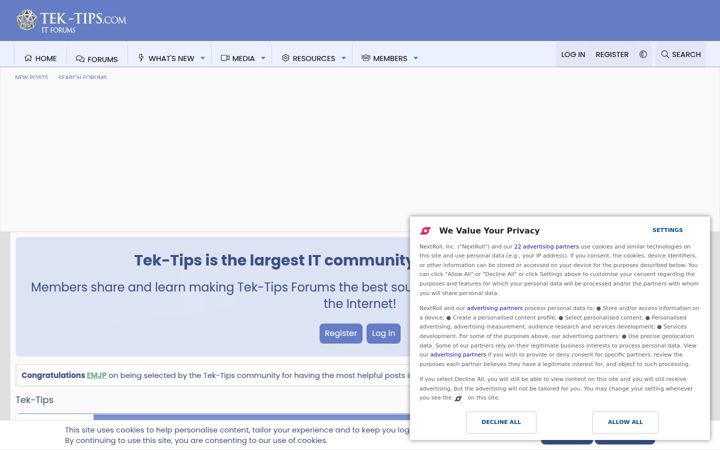 Screenshot του tek-tips.com