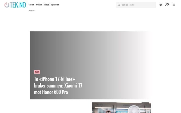 Screenshot of tek.no