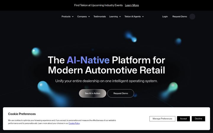 Screenshot of tekion.com