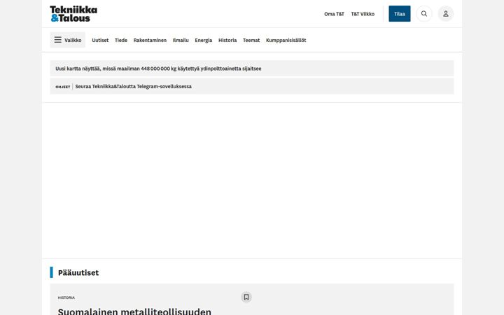 Screenshot of tekniikkatalous.fi