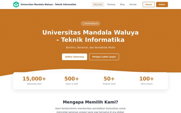 Screenshot of teknikinformatikaumw.ac.id