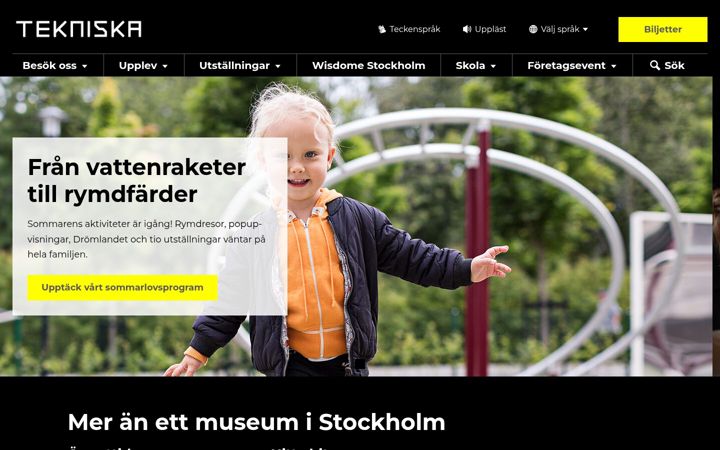 Screenshot of tekniskamuseet.se