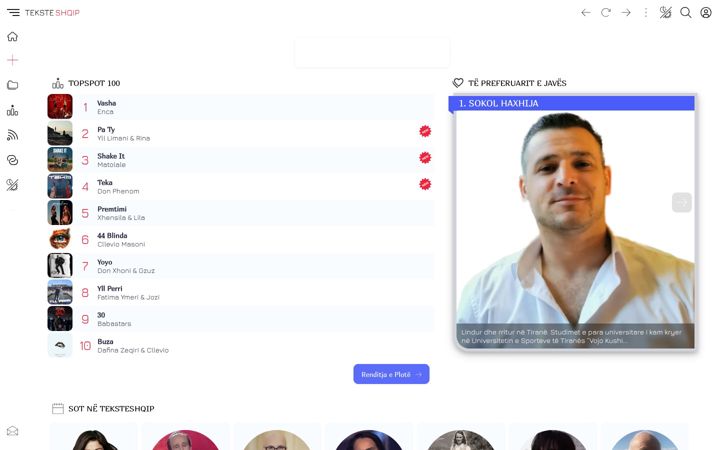 Screenshot von teksteshqip.com