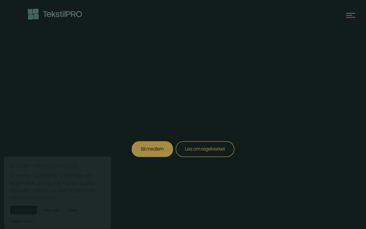 Screenshot van tekstilpro.no