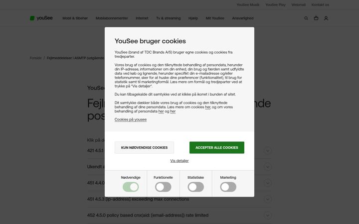 Posnetek zaslona tele.dk