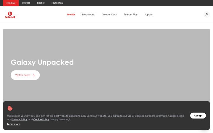 Screenshot ta' telecel.com.gh