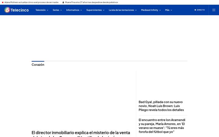 Posnetek zaslona telecinco.es
