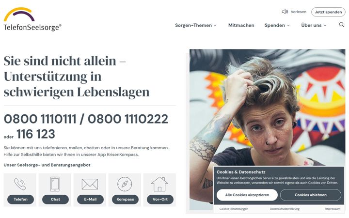 Screenshot of telefonseelsorge.de