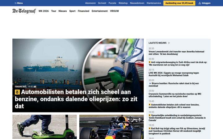 Screenshot stránky telegraaf.nl
