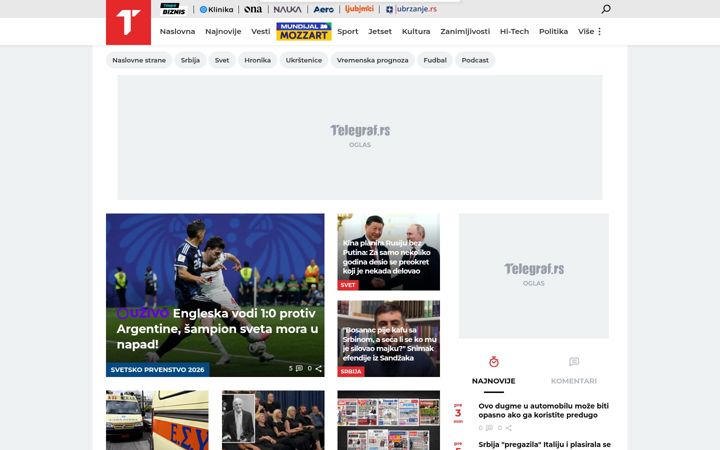 Screenshot van telegraf.rs