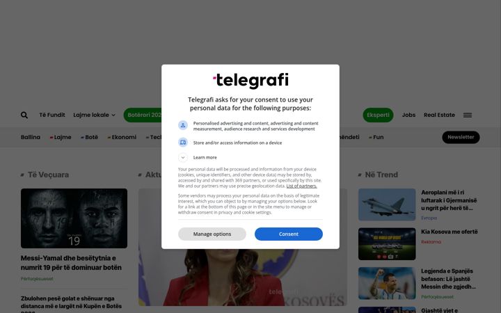 Screenshot του telegrafi.com